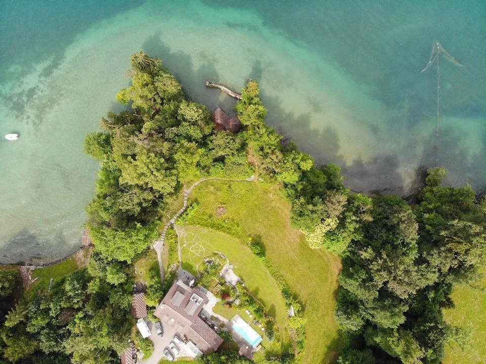The private lakeside estate from above