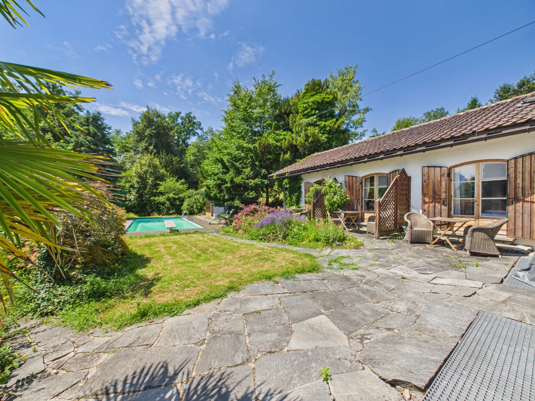 Garden terrace and pool
