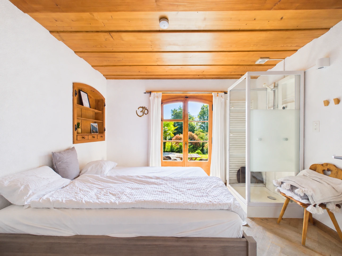 Bedroom with shower