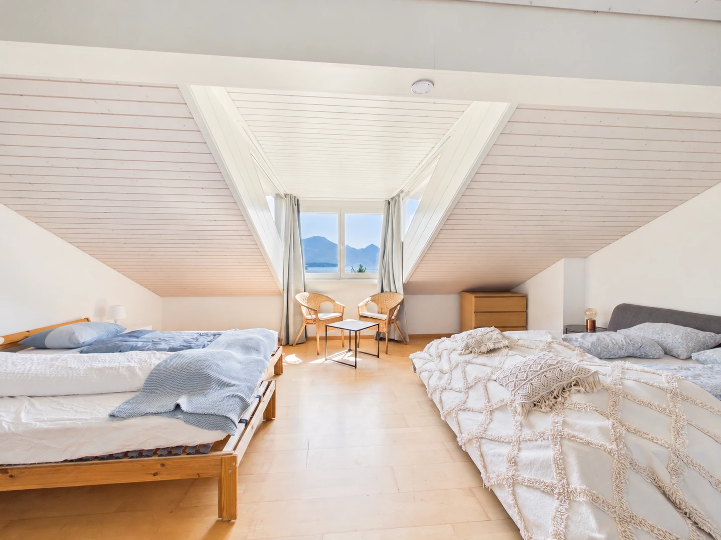Attic bedroom with lake view